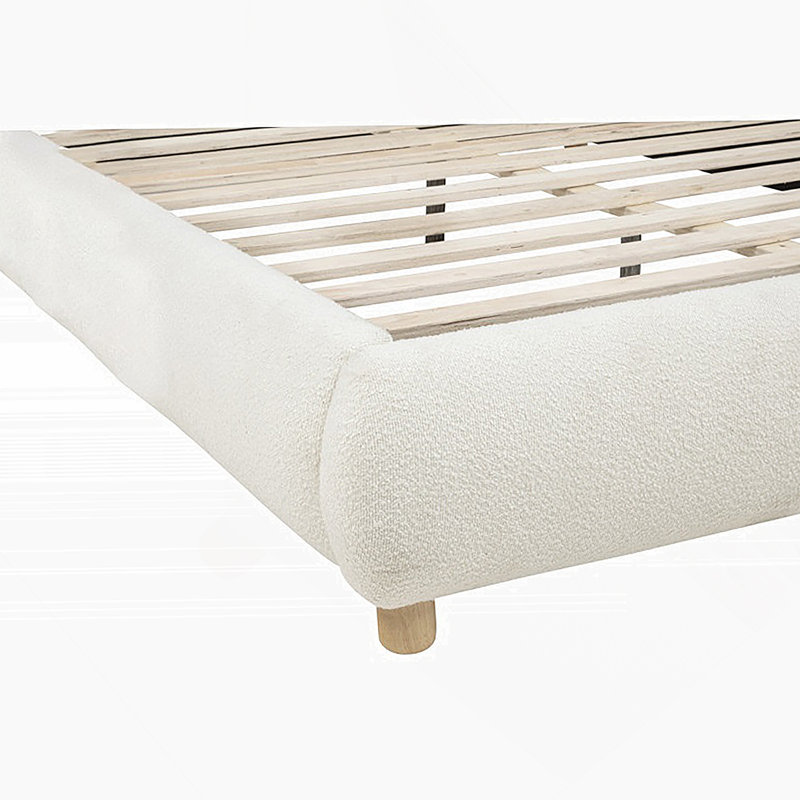 Base de lit tapissier contemporaine pour chambre à coucher, Ivoire ivoire