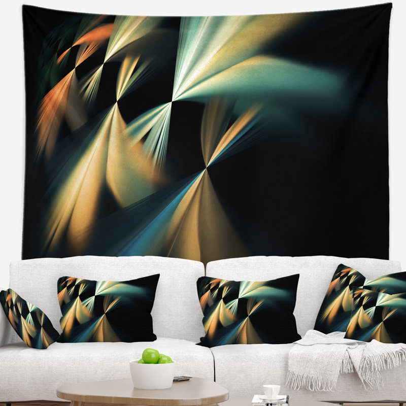 Tapisserie style fractal flottant abstrait, H 32 po x l 39 po