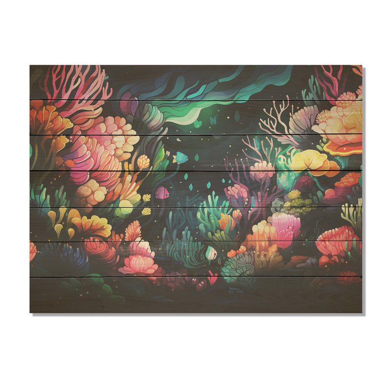 Multicolor Coral Reef Explorations IV - Corail sur bois, H 30 po x l 40 po x P 0,78 po