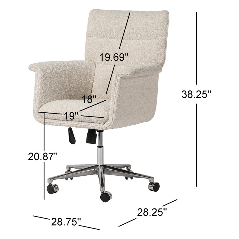Humphrey Swivel Executive Chair, Cream Boucle