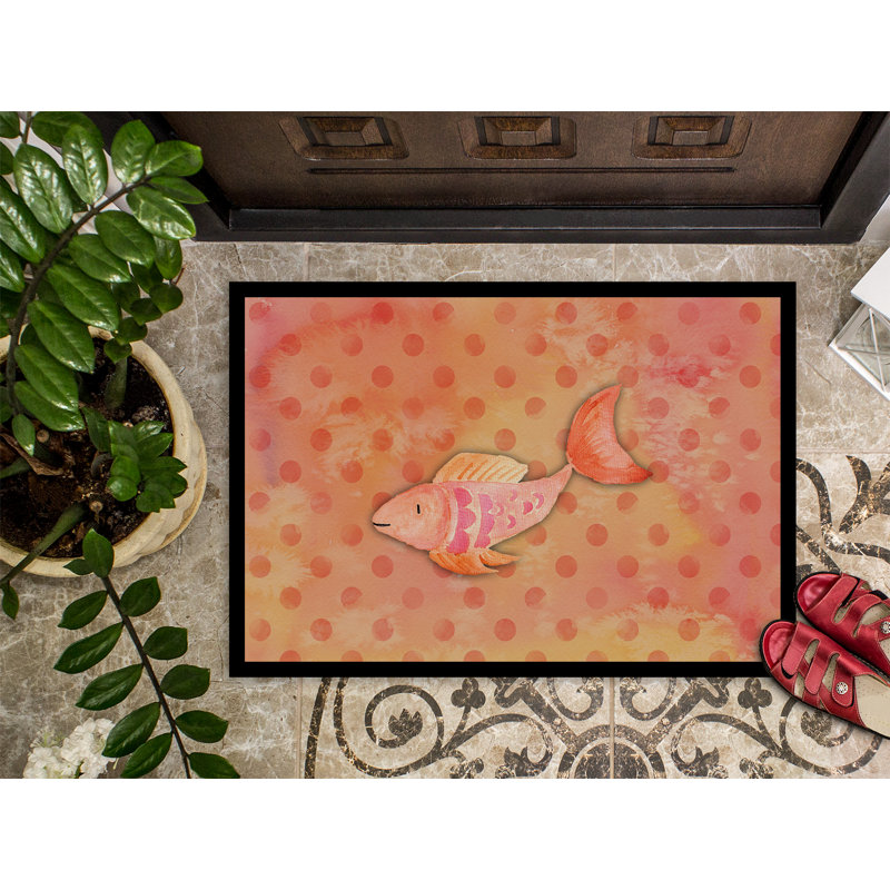 Tapis d’extérieur antidérapant en aquarelle de poisson, Rectangle 24 po x 36 po