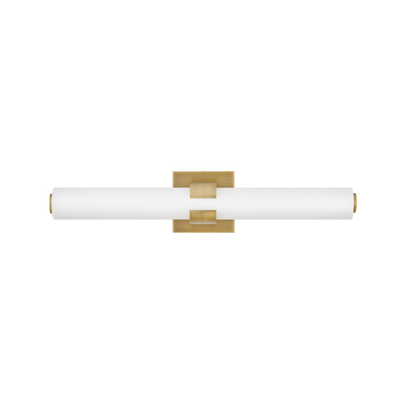 Aiden Integrated LED Bath Vanity Bar w/ Etched White Glass, Lacquered Brass