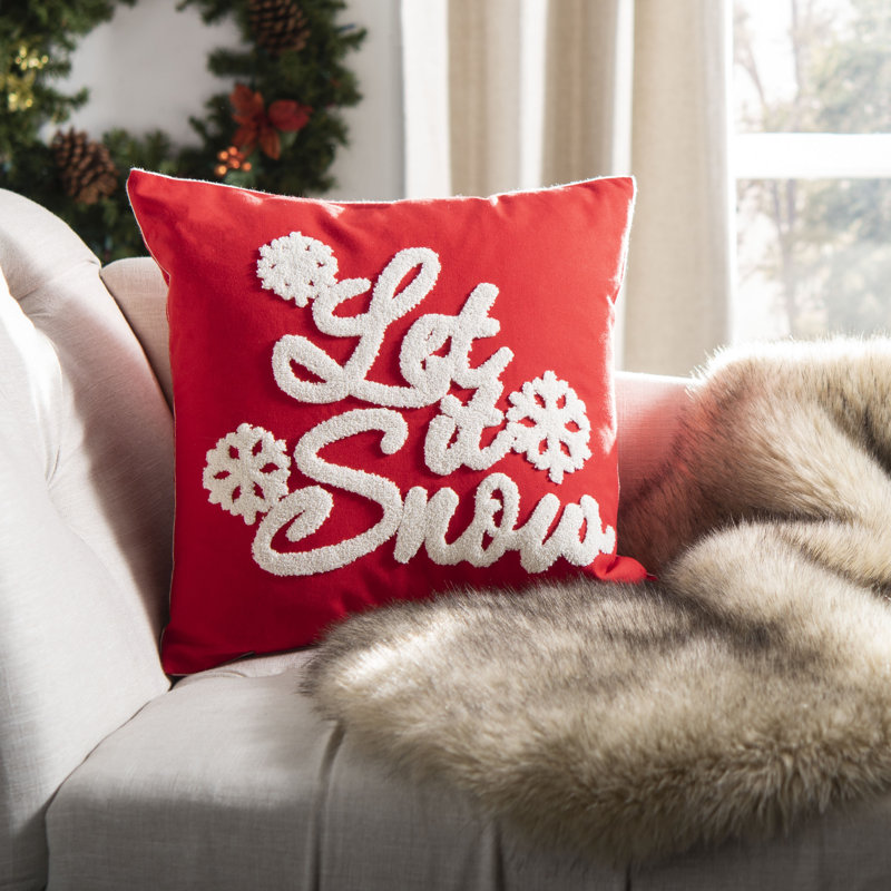 Appliqued Cotton Reversible Throw Pillow