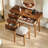 Bohemian Style Makeup Vanity Set With 4 Drawers, Charging Plug, Usb Port And Stool-1955016589