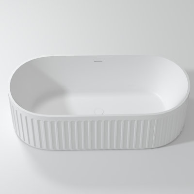 Baignoire autoportante à surface solide de 67 po, baignoires modernes en résine de pierre blanche