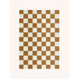 Hand Tufted Wool Checkered Area Rug in Terra/White