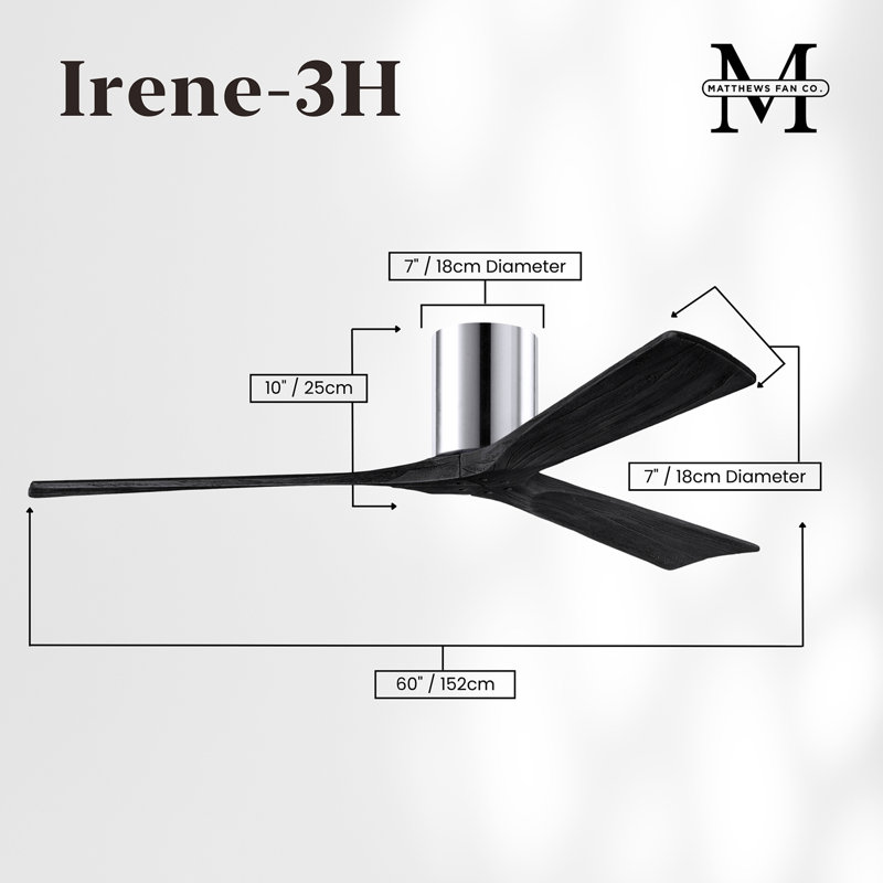 Irene Ceiling Fan, Polished Chrome, 60", Matte Black
