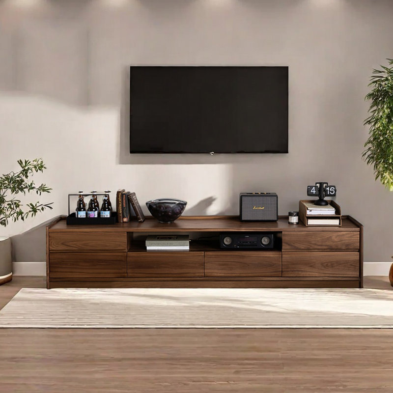 Meuble télé rétro en noyer noir, 70.86"