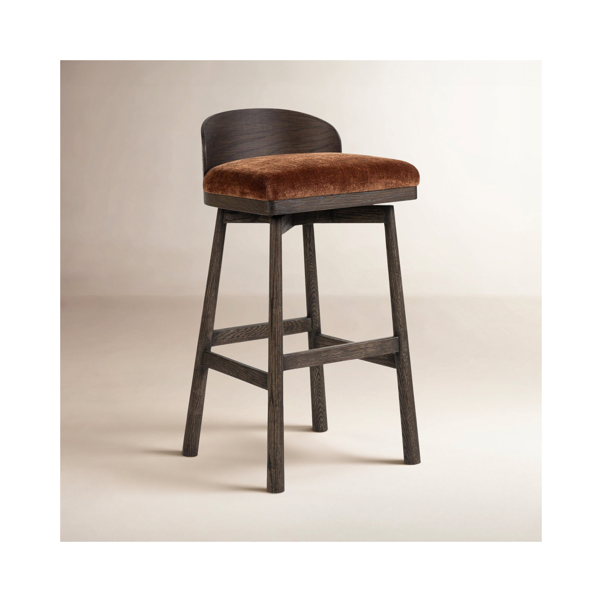 Ackerson Swivel Stool-Altair Sienna-Counter, Warm Oak, Altair Sienna Polyester, Bar Stool (30.91" Seat Height)