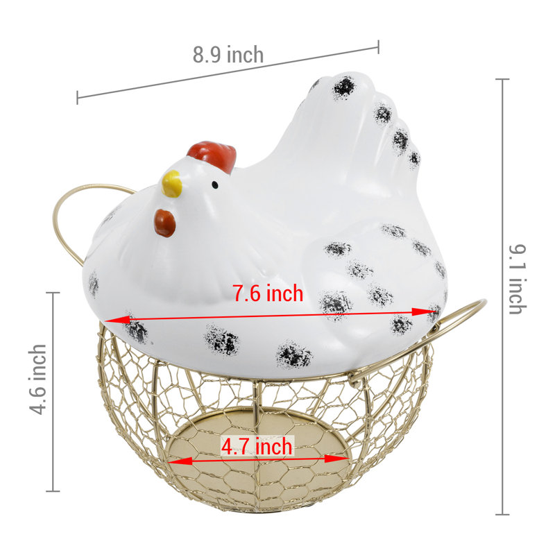 Chicken Decorative Object With Egg Storage Basket