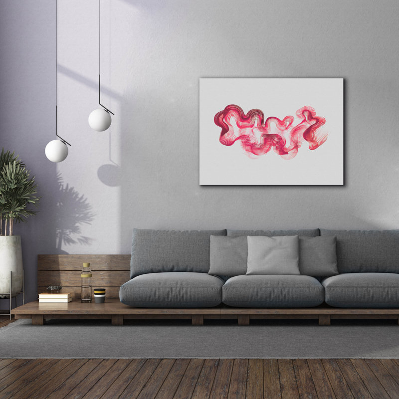 «Red Waves» par Svetlana Aleynikova, art mural sur toile, H 40 po x l 54 po