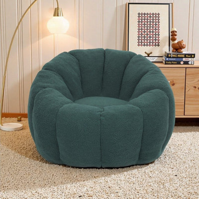 Compression Pumpkin Bean Bag Sofa For Adults, Soft Teddy Fabric Bean Bag Chair