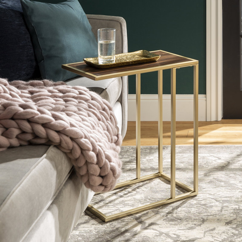 Alberta C Table End Table, Dark Walnut/Gold