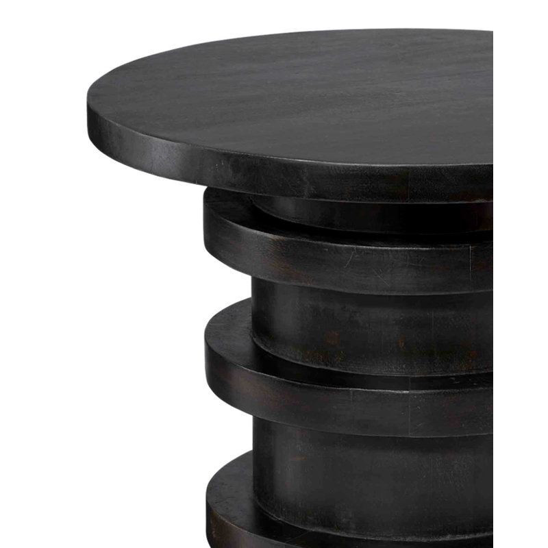 Revolve Solid Wood End Table, Charcoal