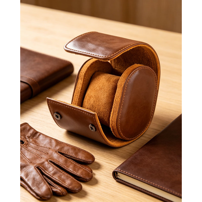 Étui de voyage simple pour homme, organisateur de rouleau de montre en cuir classique, boîtier de montre portatif fabriqué à la main pour le rangement et la présentation, texture de qualité supérieure, espresso