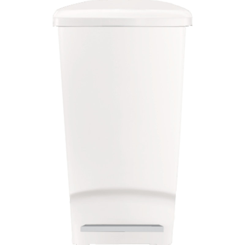 White Plastic Slim Step Trash Can with Pedal for Kids