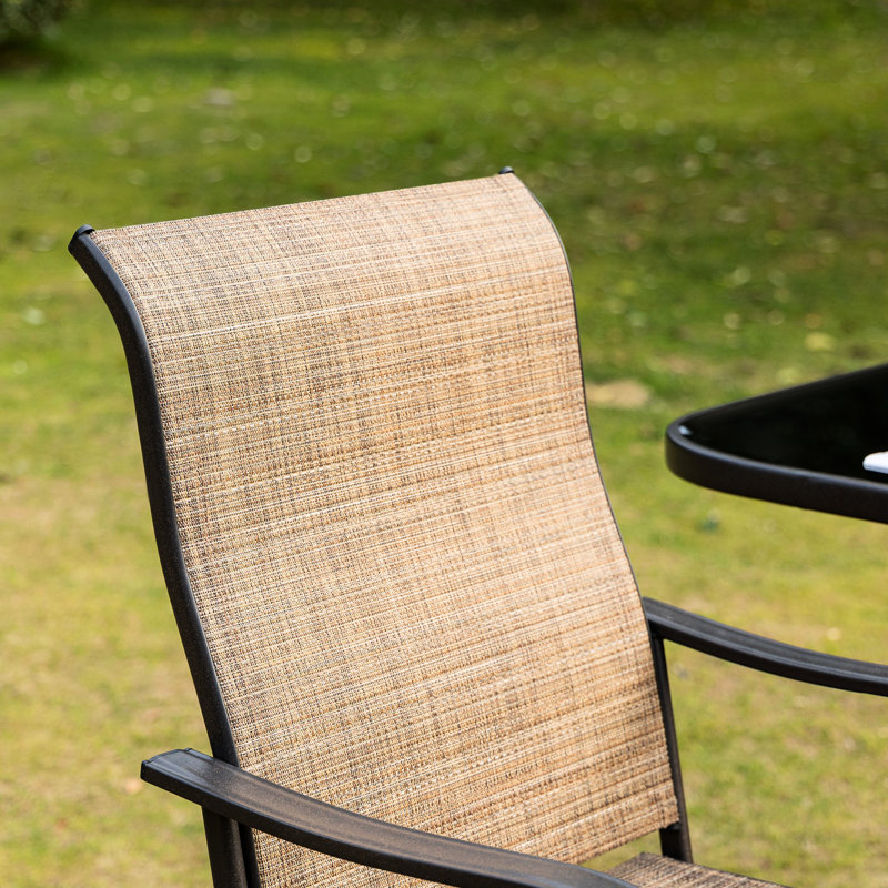 De 2 chaises de balcon pivotantes pour l'extérieur avec structure en acier brun pour la piscine, tabourets de bar avec accoudoirs pour la cour, patio, cour et piscine