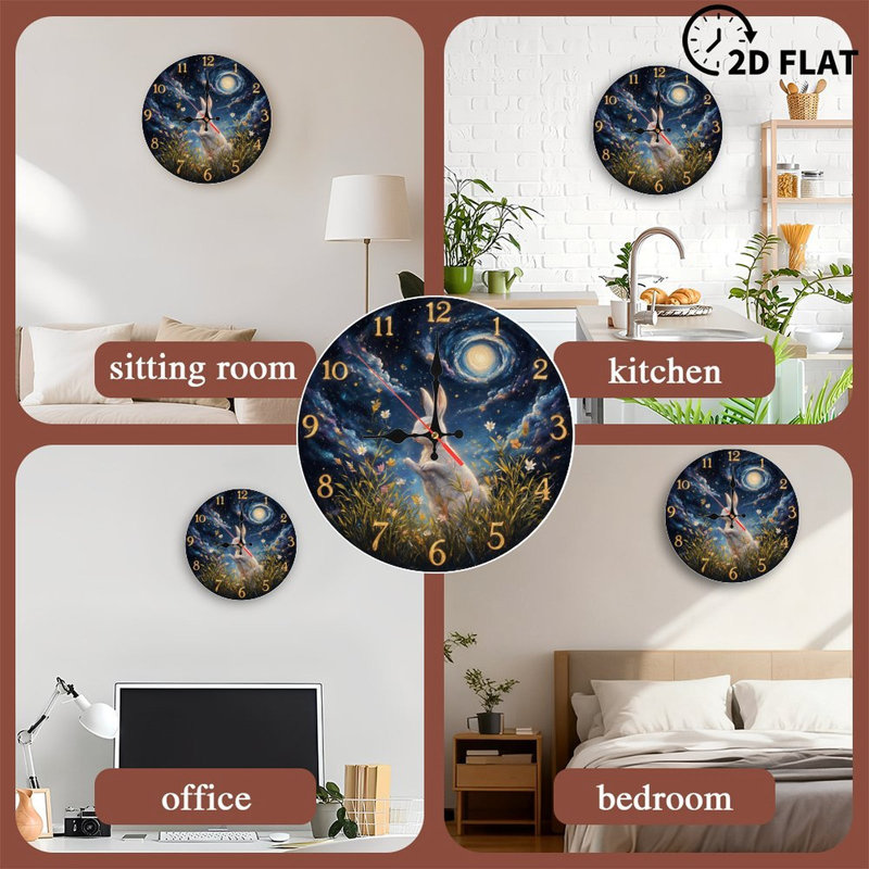 horloge fleurs célestes de lapin lune