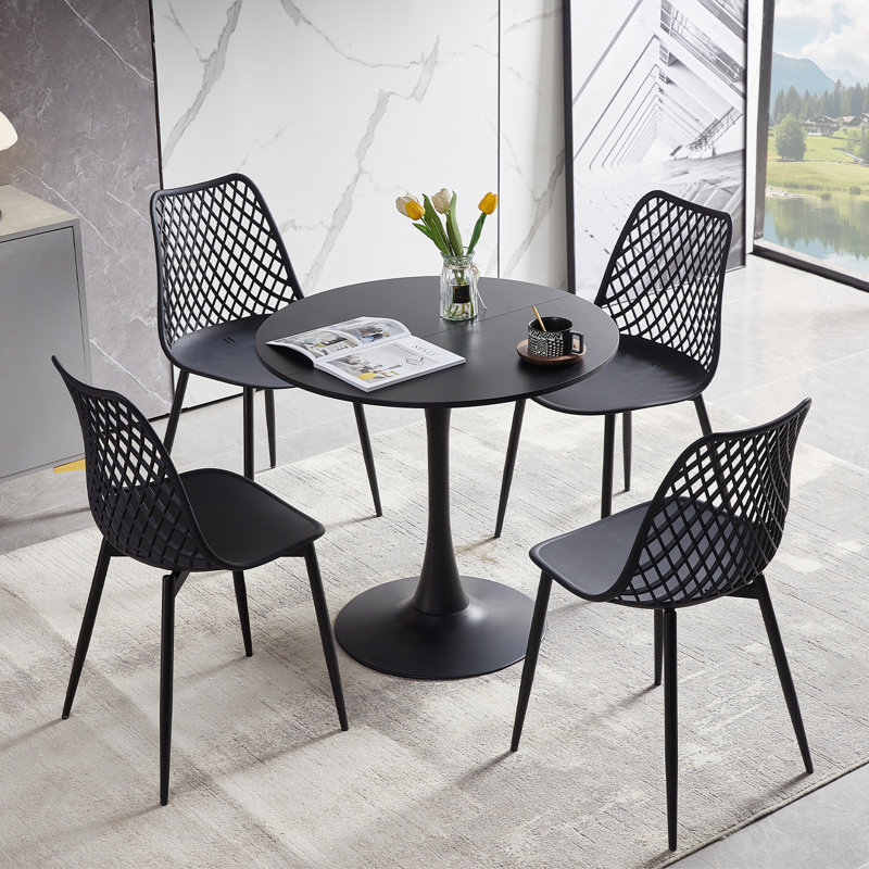 Kingsley Round Metal Base Dining Table, Black