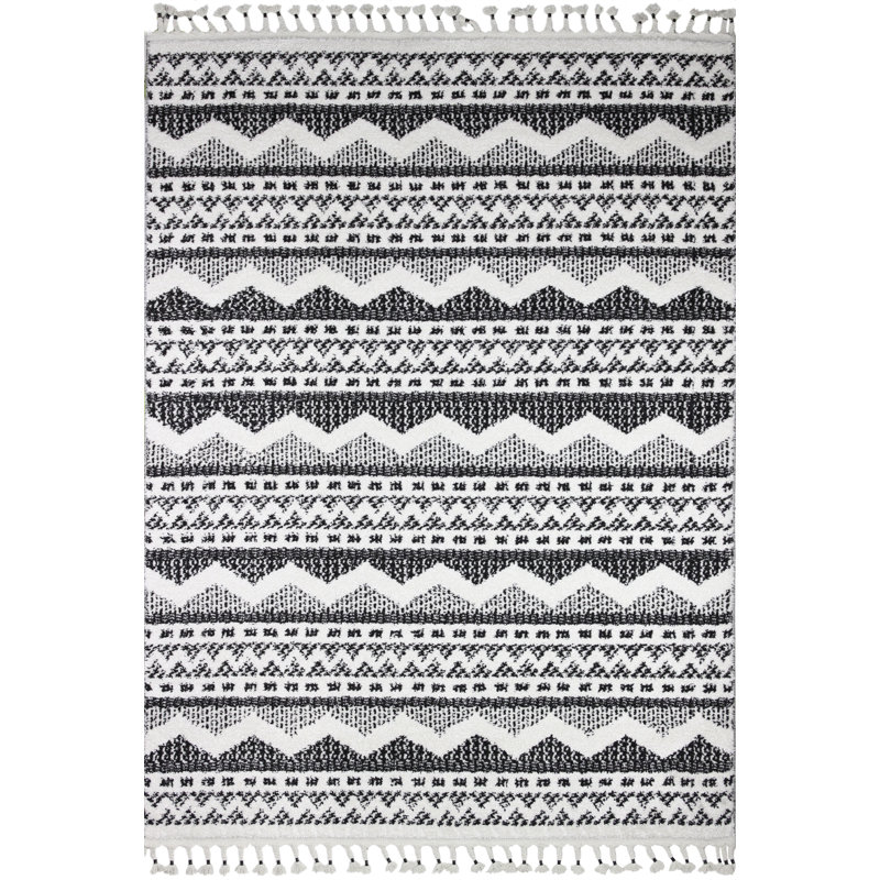 Tapis ivoire / noir Eliseo, Rectangle 7 pi 6 po x 9 pi 6 po