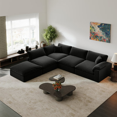 Upholstered Sectional Sofa, 122'' Oversize Cloud Couch Modular Sofa Couch For Living Room Bedroom