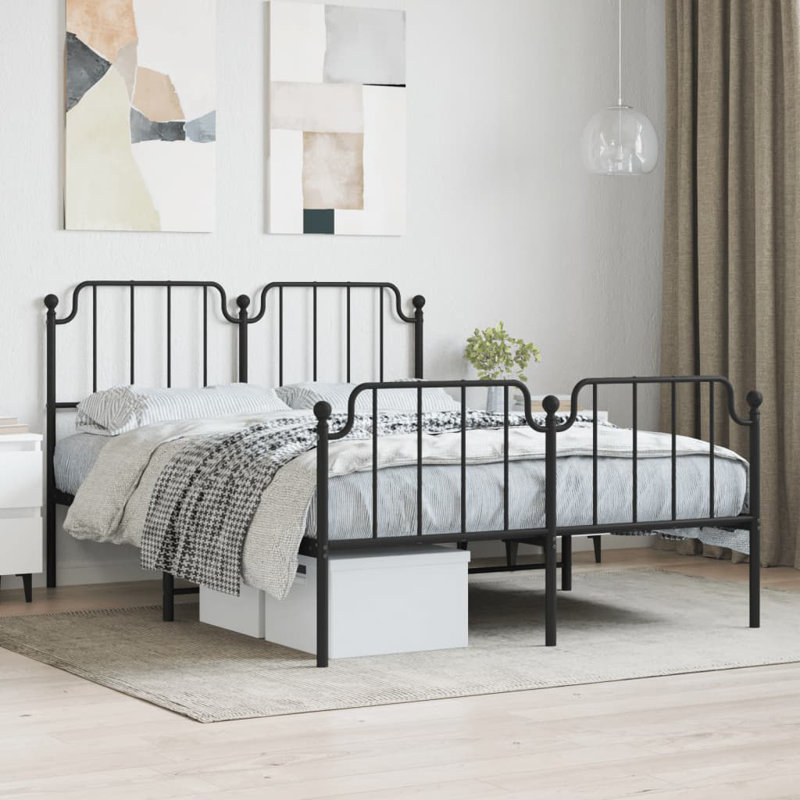 Almeer DE Size - 100 X 200 Cm Metal Bed, Double (4'6), Black