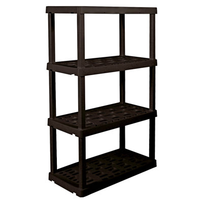 Étagères de rangement emboîtables en plastique Navay à 4 niveaux, 91,4 x 45,7 x 142,2 cm, noires