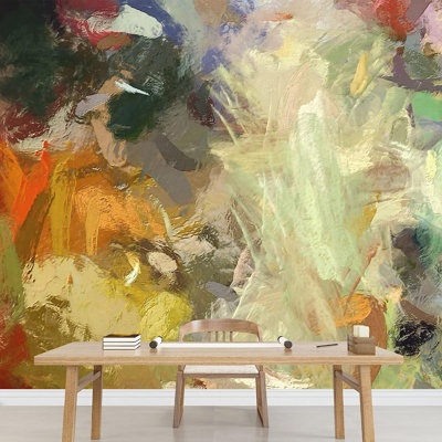 Art mural acrylique abstrait avec taches colorées