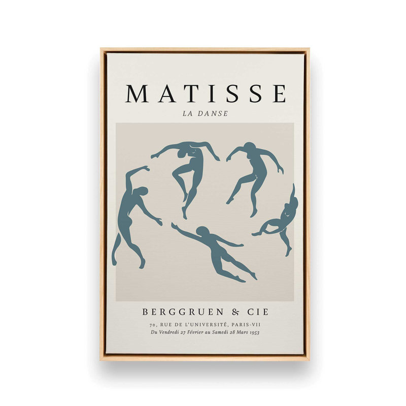 Matisse's La Danse en bleu minuit, H 30,75 po x l 20,75 po x P 1,75 po, Cadre américain en érable flottant