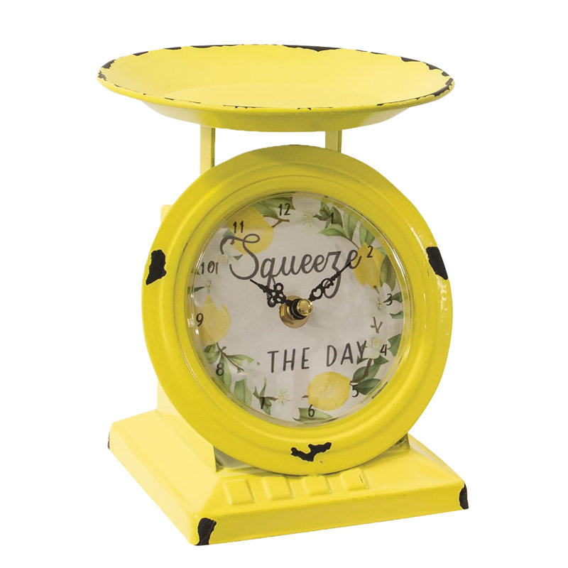 Analog Metal Mechanical Tabletop Clock Medium Yellow