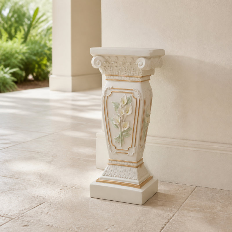 Floral Carved Roman Column Display Pedestal