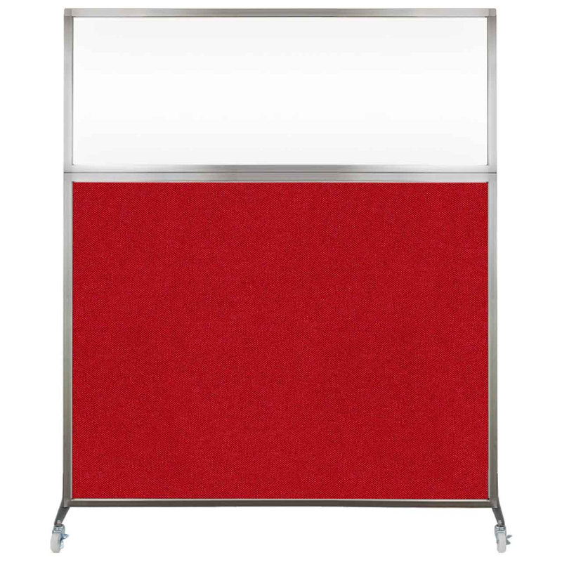 Cloison de bureau Hush - fenêtre transparente, 60", Rouge