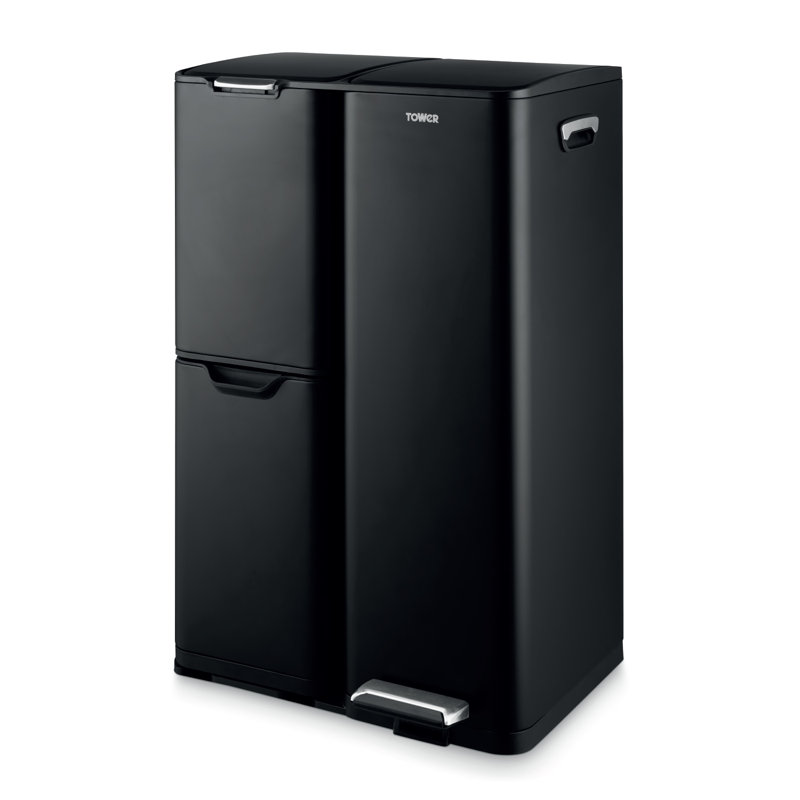 60 Litre Step On Recycling Bin, Black