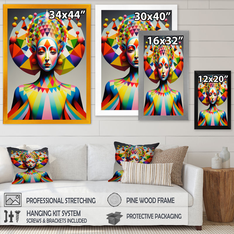 " Abstract Rainbow Portrait VI ", 44" H x 34" W x 1.5" D, Gold Picture Framed