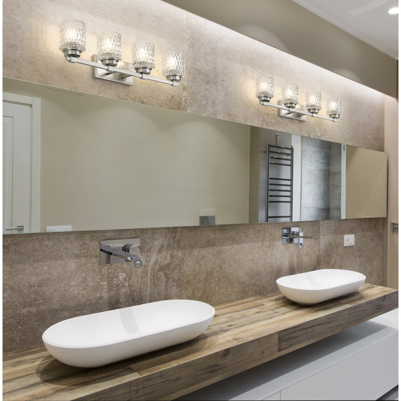 Meuble-lavabo 4 lumières 31,5 po Cisca, Nickel brossé