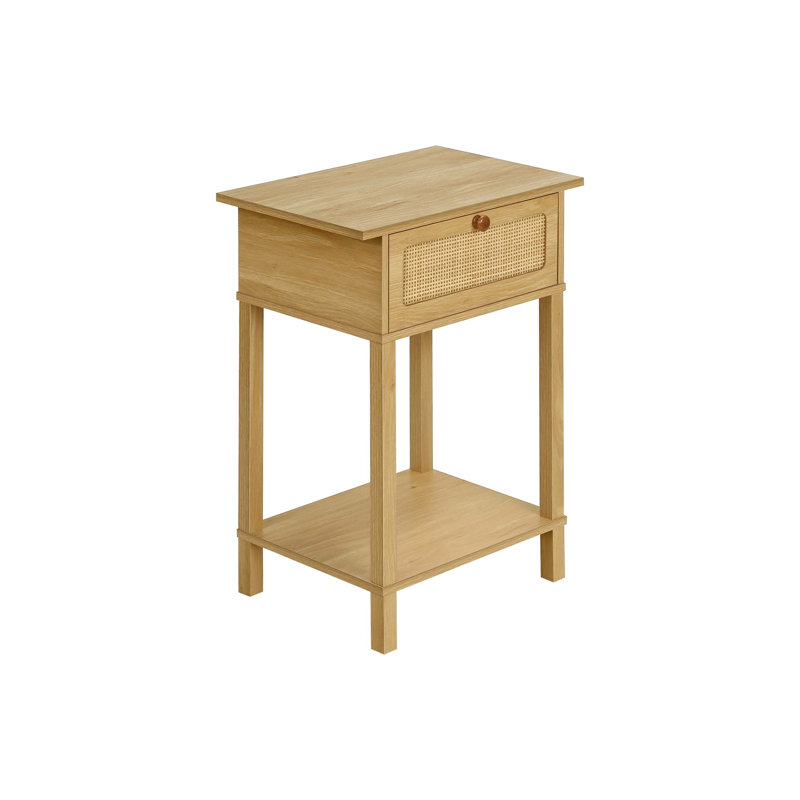 Table d'appoint transitionnelle à 2 niveaux avec détails en rotin naturel