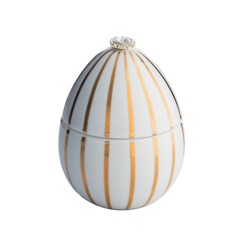 Bois De Roussie Candle 220Gr In Ceramic White Gold Stripes