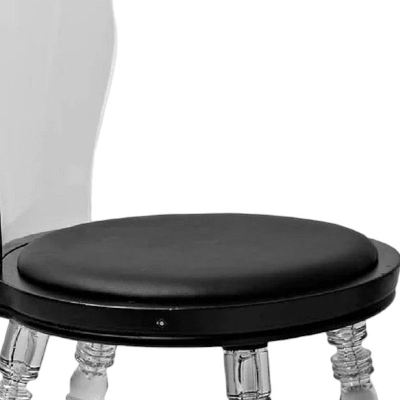 Chaise d'appoint en similicuir noir et transparent