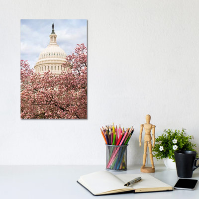 Cherry Blossoms At The Capitol Building 1 Piece Wrapped Canvas Wall Art
