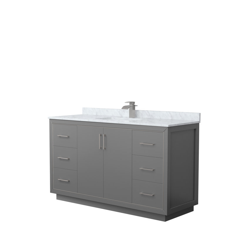 Ensemble de meuble-lavabo simple 60 po Icon, Nickel brossé, Gris foncé