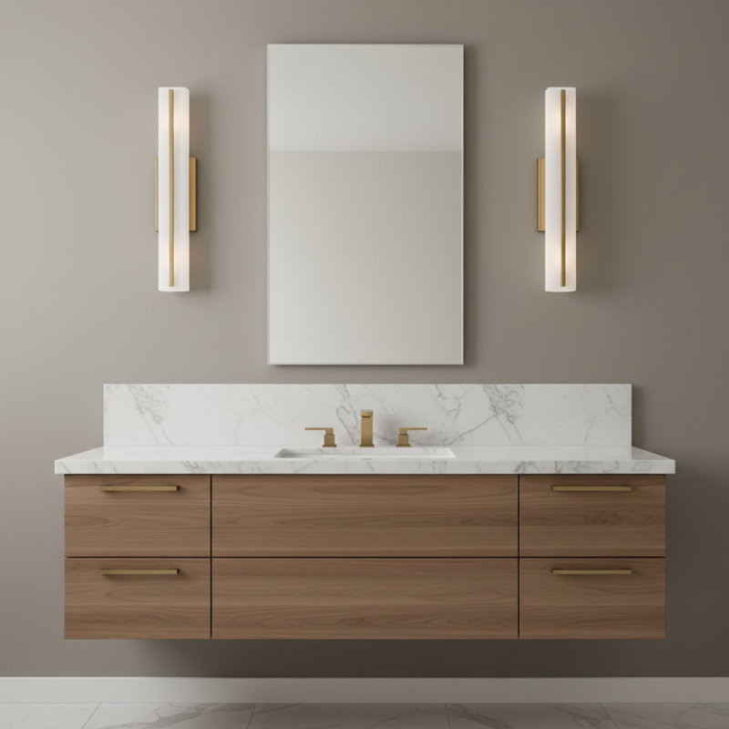 Vanity Light, Satin Brass, 4.75"H x 29.88"W x 4.88"D, 3