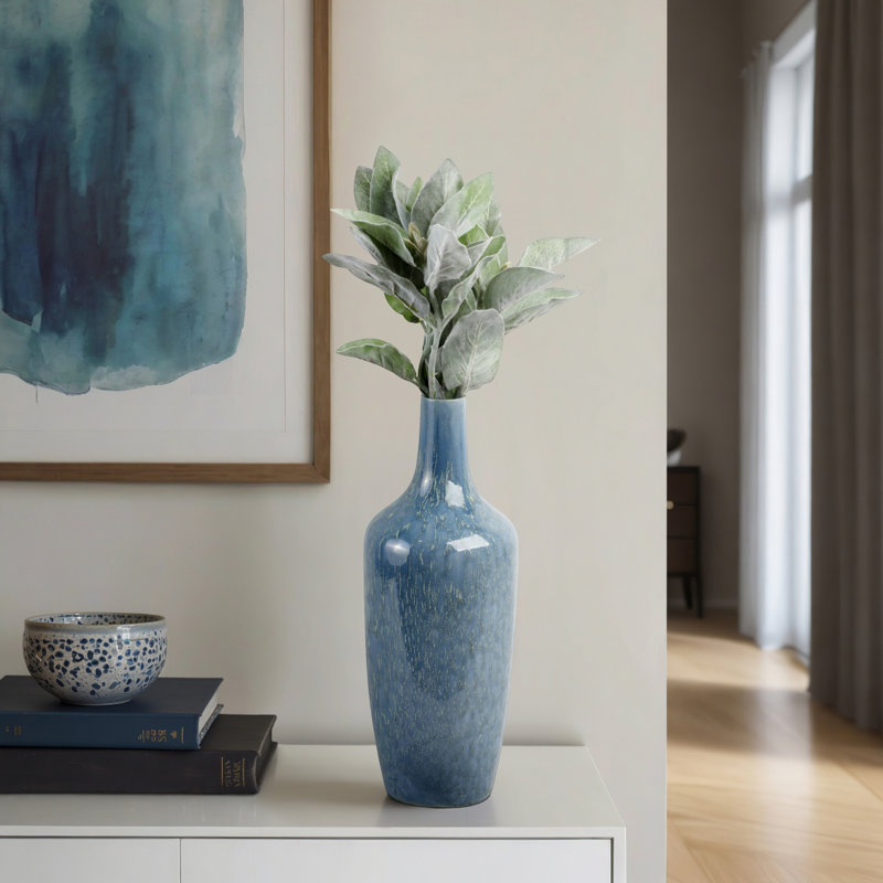 Vase en céramique Vase à fleurs décoratif moderne pour décoration intérieure contemporaine, H 17 po x l 8 po x P 8 po