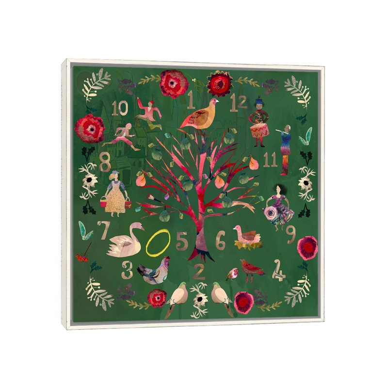 Douze jours - reproduction d'art murale - toile encadrée, 37" H x 37" W, Cadre flottant sans passe-partout, Blanc patiné