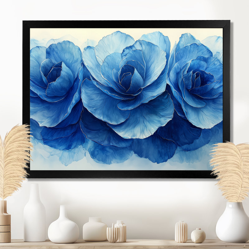 Isamara - Floral Wall Art, 30" H x 40" W, Black, Reproduction encadrée d'une seule photo