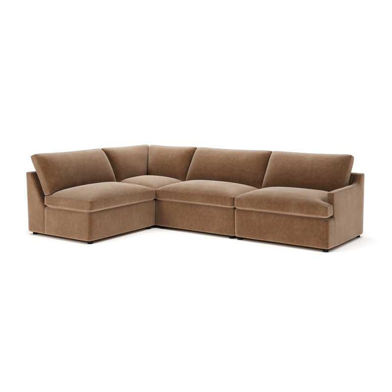 Essex 4-Piece Upholstered Modular Sectional, Left Hand Facing, Andrew Cognac Performance Chenille