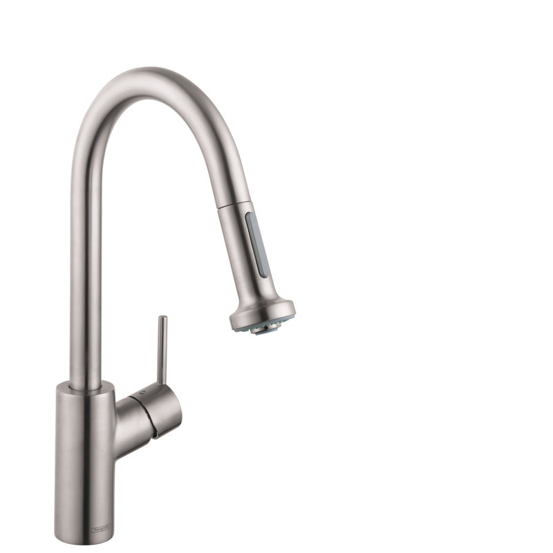 Robinet de cuisine à poignée simple Talis S² avec poignée et conduites d'alimentation, Acier optique, 1,75 gallon par minute