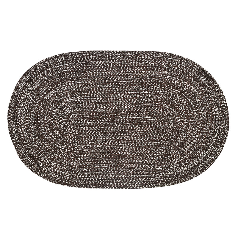 Millry Polyester Striped Braided Area Rug - Dove/Chesnut, Oval 60" x 96"