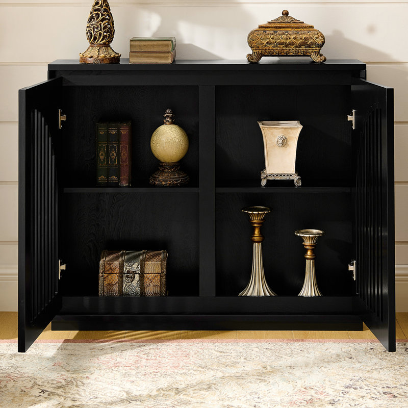 Buffet Mid-Century moderne avec rangement, Noir