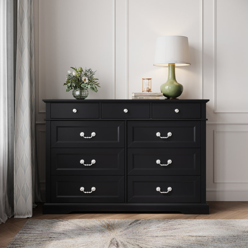 Bridgeport 9 Drawer 53.5' W Double Dresser, Noir