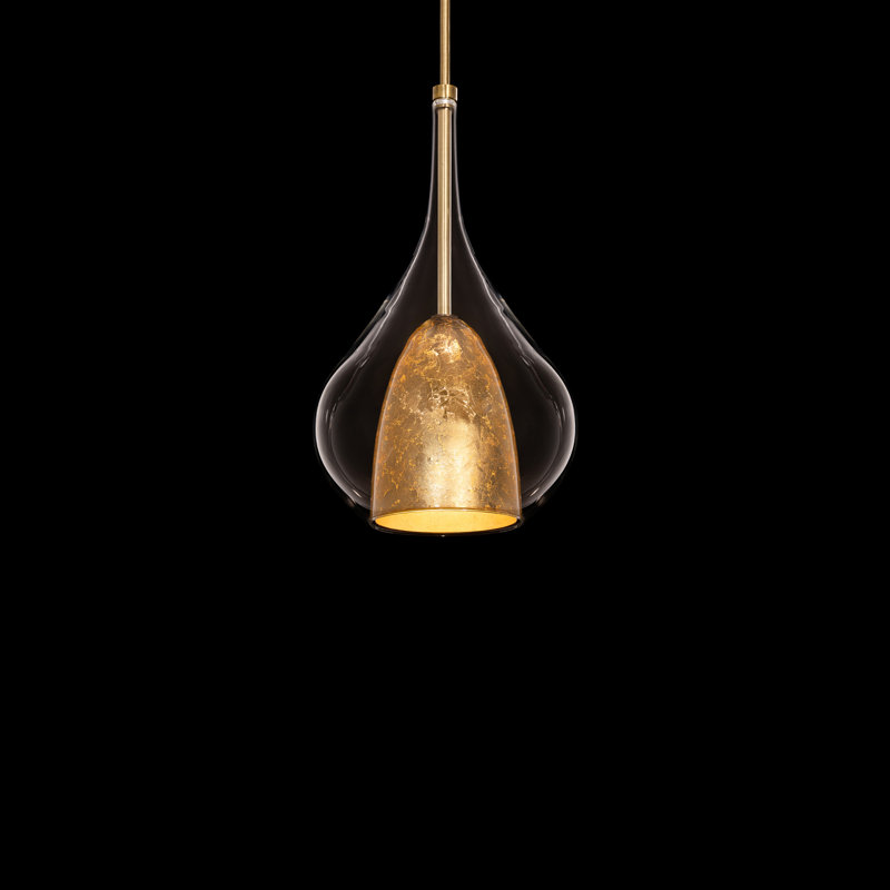Helios Dimmable LED Pendant With  Gold Leaf Dome Shade